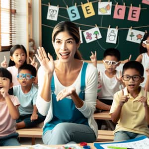 Filipina Special Education Teacher Engaging Students with Disabilities