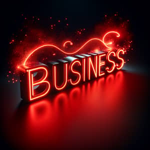 Professional 'Business' Word on Red Light Background
