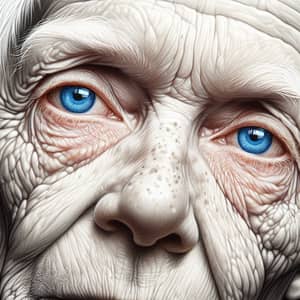 Blue Eyed Albino Elderly Person | Wise and Serene Face