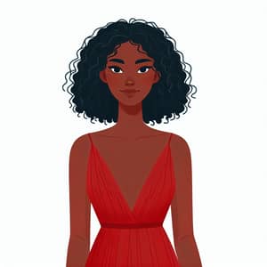 Confident Black Woman in Red Dress | Elegant Portrait