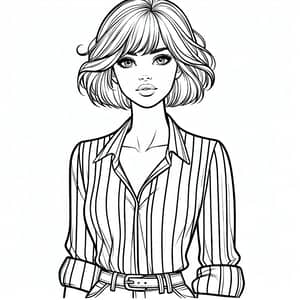 Stylized Coloring Book Illustration of Tall Blonde Woman - Color Me