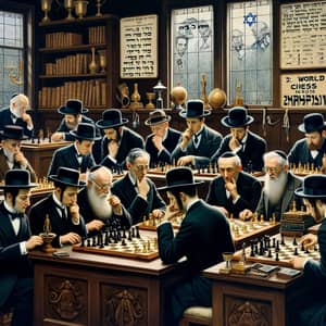 Fictional Jewish Chess Players in Intense Gameplay | World Championship Scene