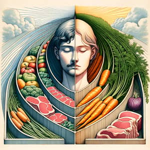 Vegetarian Lifestyle Illustration: Meat vs Carrot Comparison