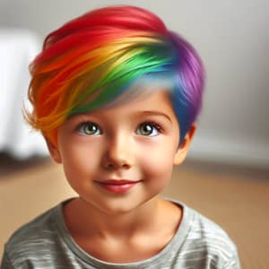 Colorful Rainbow Hair: Joyful Child Portrait