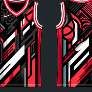 Abstract Black and Red Basketball Jersey Designs - NBA Concept