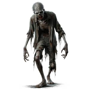Creepy Walking Undead Creature - Haunting Decay in Gray