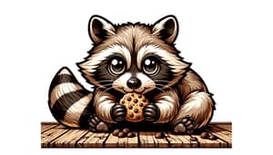 Playful Raccoon Eating Chocolate Chip Cookie | Cell Shading Style