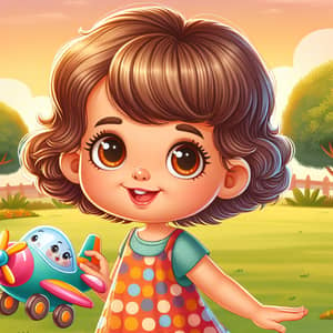 Hispanic Young Child Character in Colorful Dress Playing with Toy Airplane