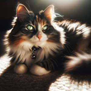 Multicolored Domestic Cat Enjoying Sunlight | Content Kitty