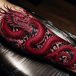 Dragon Tattoo Design in Rich Red Ink