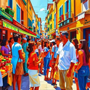 Vibrant Mediterranean Market Scene | Summer Vibes Art
