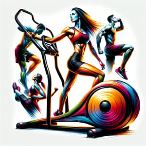 Dynamic Sports Equipment for Body Fat Reduction | Vibrant Digital Painting