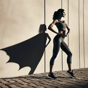 Athletic Hispanic Woman Silhouette in Capri Leggings & Tank Top