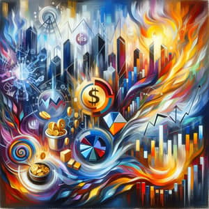 Abstract Investment Strategy Oil Painting with Bold Brush Strokes