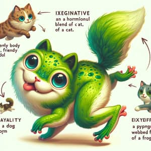 Cat-Dog-Frog Hybrid Creature | Unique Imaginative Mix