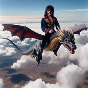 Fantasy Rock-n-Roll Fusion: Epic Dragon Flight with 70's Vibes