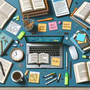 Effective Exam Preparation: Organized Desk and Study Essentials