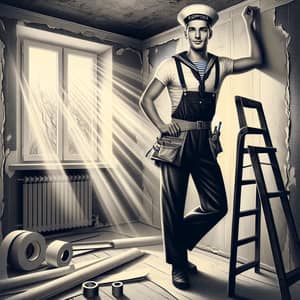 Vintage Sailor Builder in a Renovated Apartment Painting