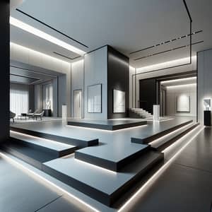 Modern Designer Interior with Contemporary Art and Geometric Shapes
