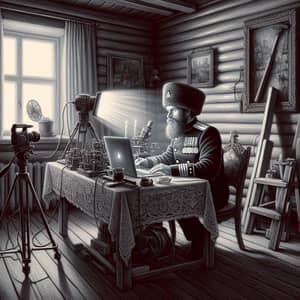 Intricate Digital Painting of Young Sailor Conducting Webinar