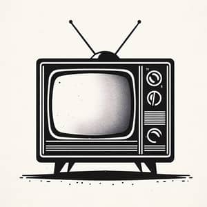 Old Tube Television Illustration in Black and White