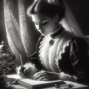 Vintage Style Digital Painting of Young Russian Girl