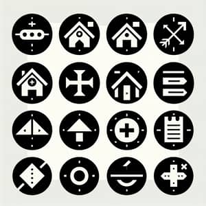 Minimalistic Round Icons for Children's Camp | Black & White Design