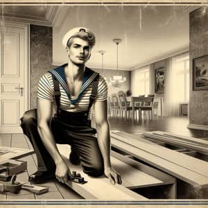 Vintage Russian Sailor Builder | Modern Renovation Digital Painting