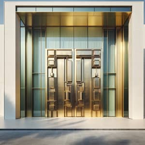 Brass and Smoked Glass Pivot Door for Modern Villa in Dubai