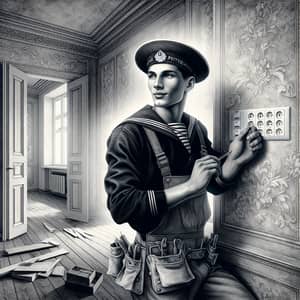 Vintage Russian Construction Worker Digital Painting