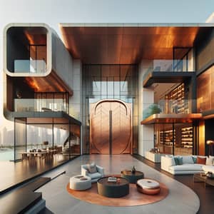 Luxury Modern Villa in Dubai with Copper Pivot Door