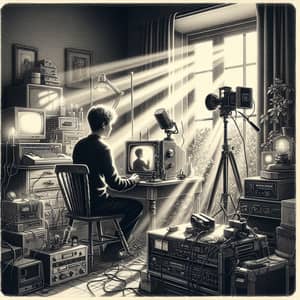 Vintage Black and White Engraving Style Digital Painting