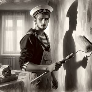 Vintage Russian Sailor Builder Painting Walls | Renovation Process