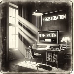 Vintage Registration Poster with Modern Computer Design