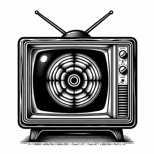 Vintage Tube Television Line Art Design