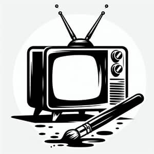 Vintage Tube TV Logo Design in Black and White