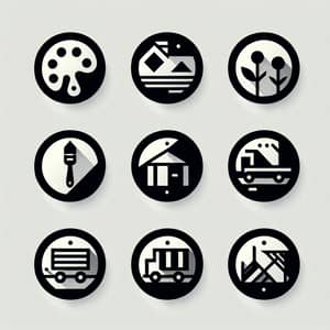 Minimalist Round Website Menu Icons | Russian Constructivism Theme