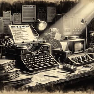 Vintage Setting Up SMTP Mail Process Digital Art