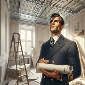Professional Sailor in Room Renovation Scene