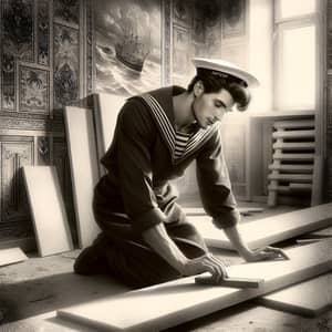 Vintage Russian Sailor Builder: Apartment Renovation Scene