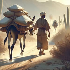 Middle-Eastern Salt Merchant and Donkey: Journey to Market