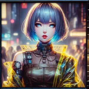 Gritty Cyberpunk Anime Illustration with Captivating Character