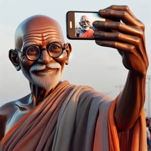 Iconic Indian Public Figure Self-Portrait with Round Spectacles
