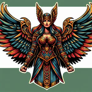 Neotraditional Valkyrie Tattoo with Majestic Wings