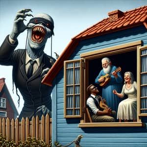 Horror Monster Inspired Digital Art Piece | Small Cottage Scene