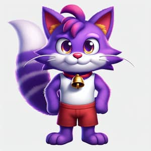 Purple Cat Character with Bushy Tails | Video Game