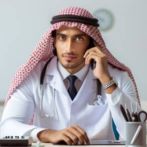 Male Saudi Arabian Doctor in Office Setting | Realistic 30-40 Years Old