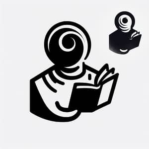 Abstract Figure Holding Book with Black Hole Head | Letter L Symbol Logo