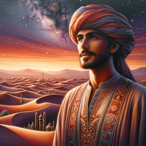 Middle-Eastern Male | Traditional Clothing in Desert at Sunset