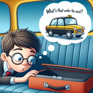 Curious School Boy in Yellow Taxi Cab | Discovering Mystery Under the Seat